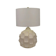 Cream Ceramic Lamp with White Linen Shade