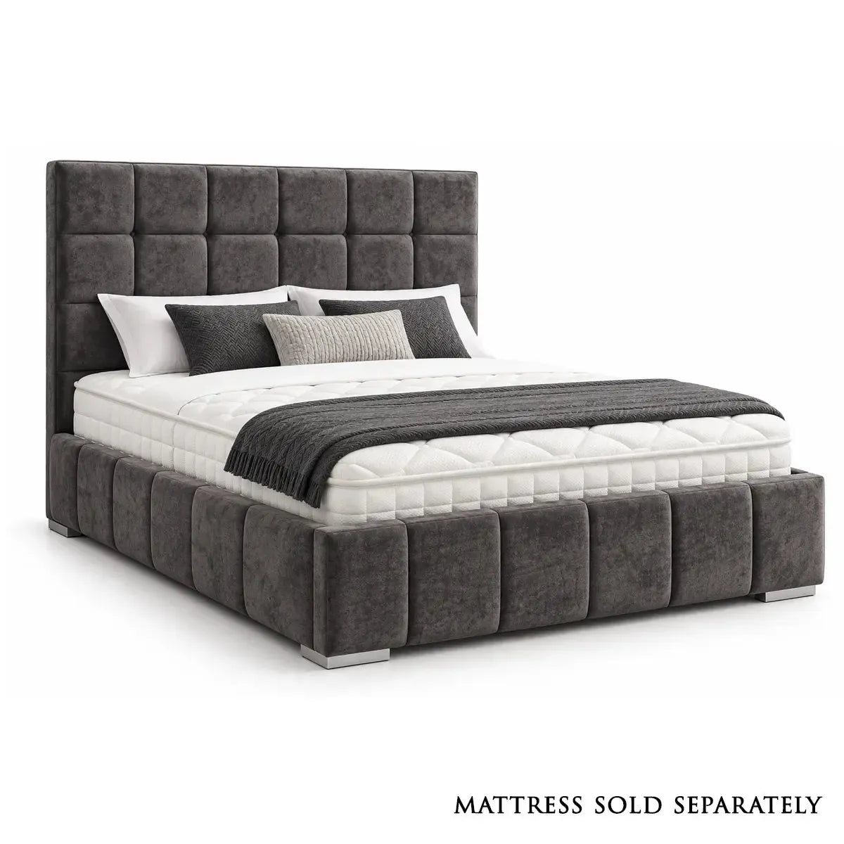 Cubed Double Bed in Naples Charcoal