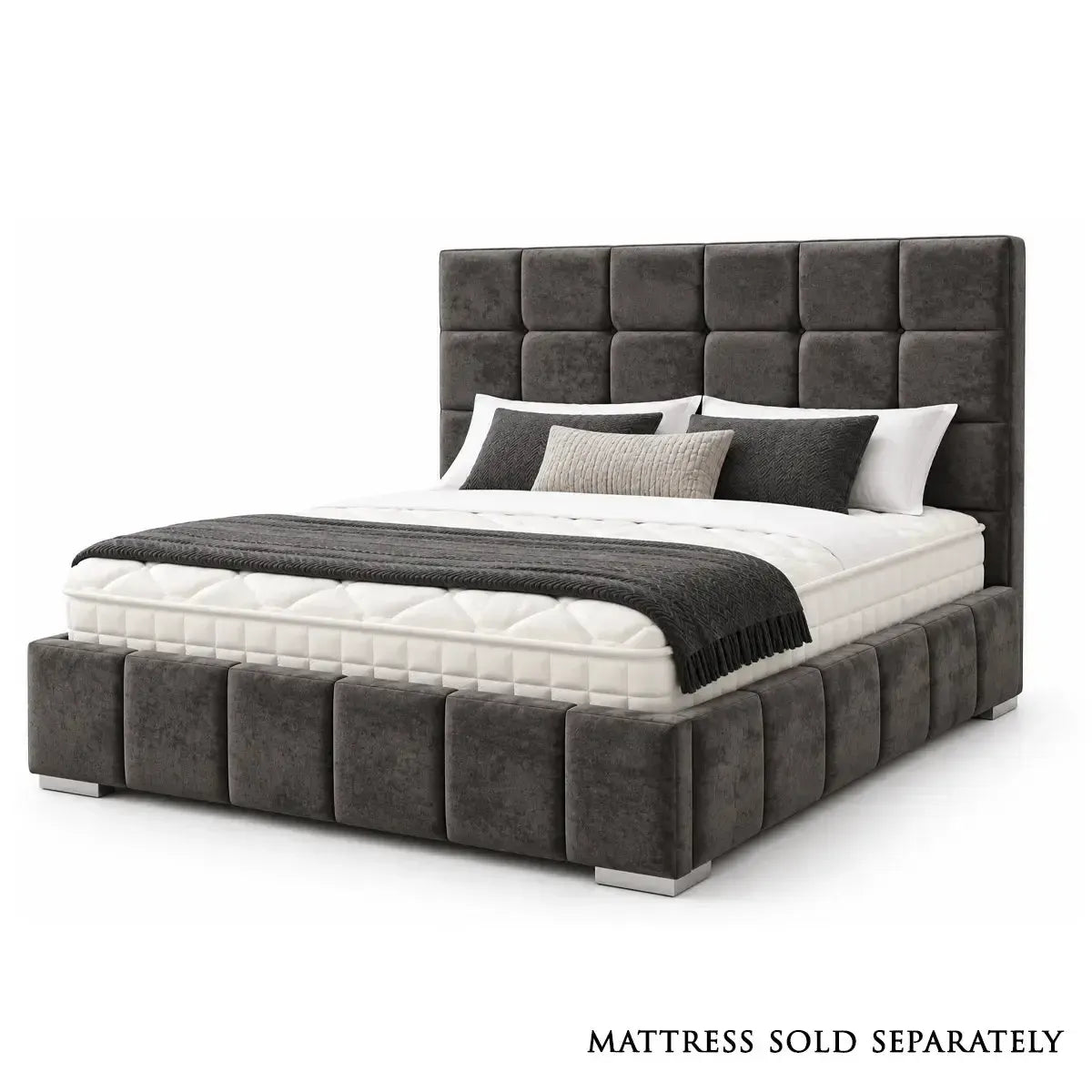 Cubed Double Bed in Naples Charcoal