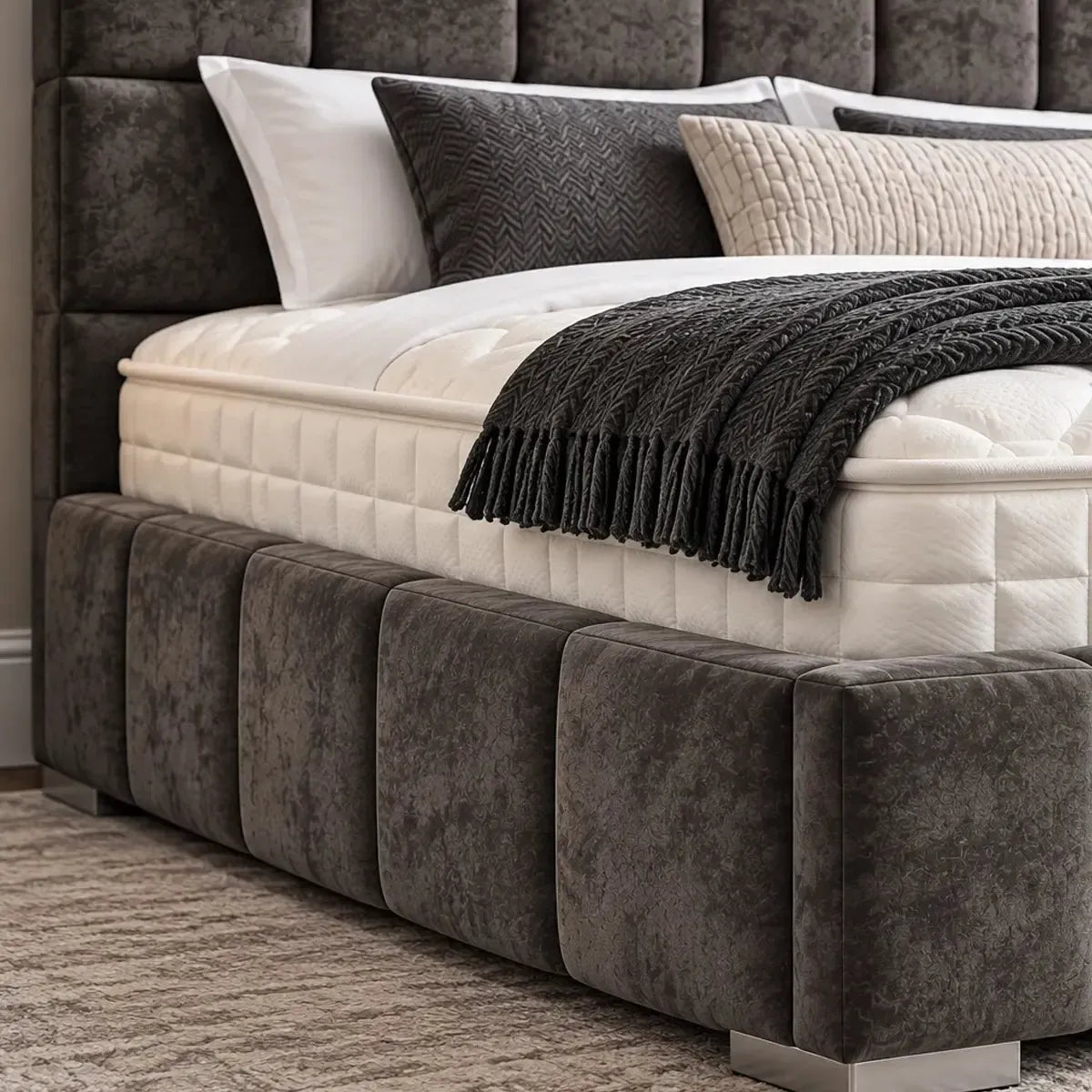 Cubed Double Bed in Naples Charcoal