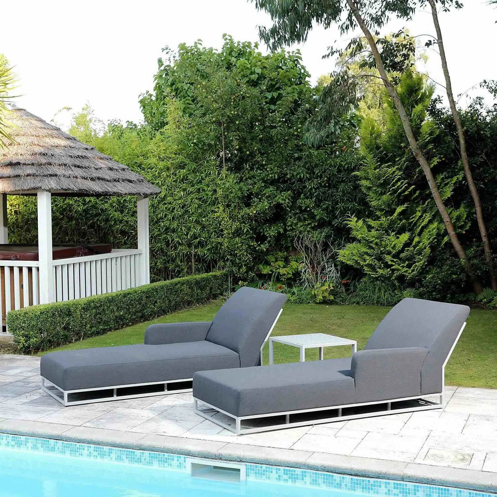 Dark Grey Capri Outdoors Set of 2 Sun loungers