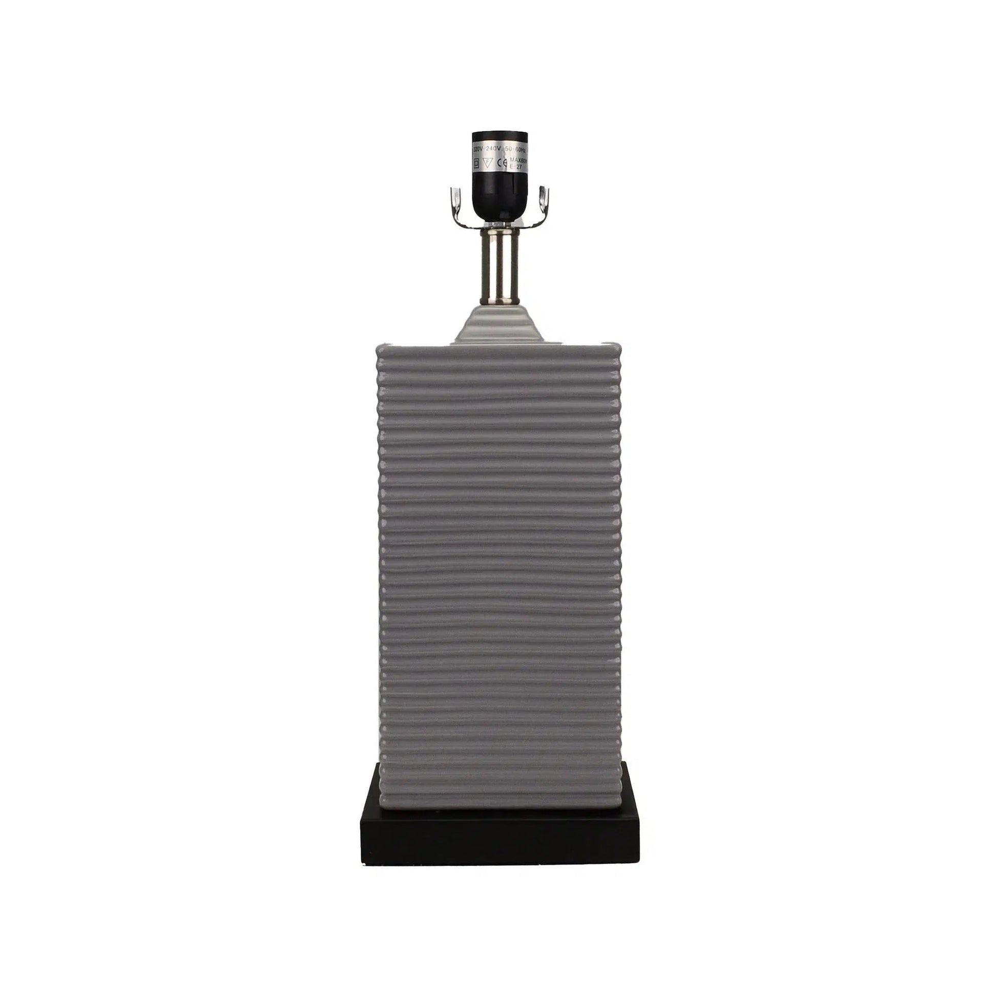 Dark Grey Ceramic Lamp with Black Linen Shade 1