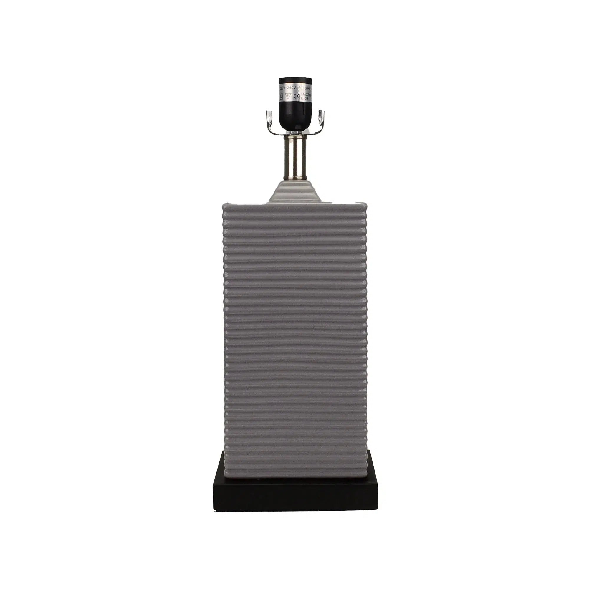 Dark Grey Ceramic Lamp with Black Linen Shade 1