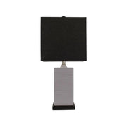 Dark Grey Ceramic Lamp with Black Linen Shade 1