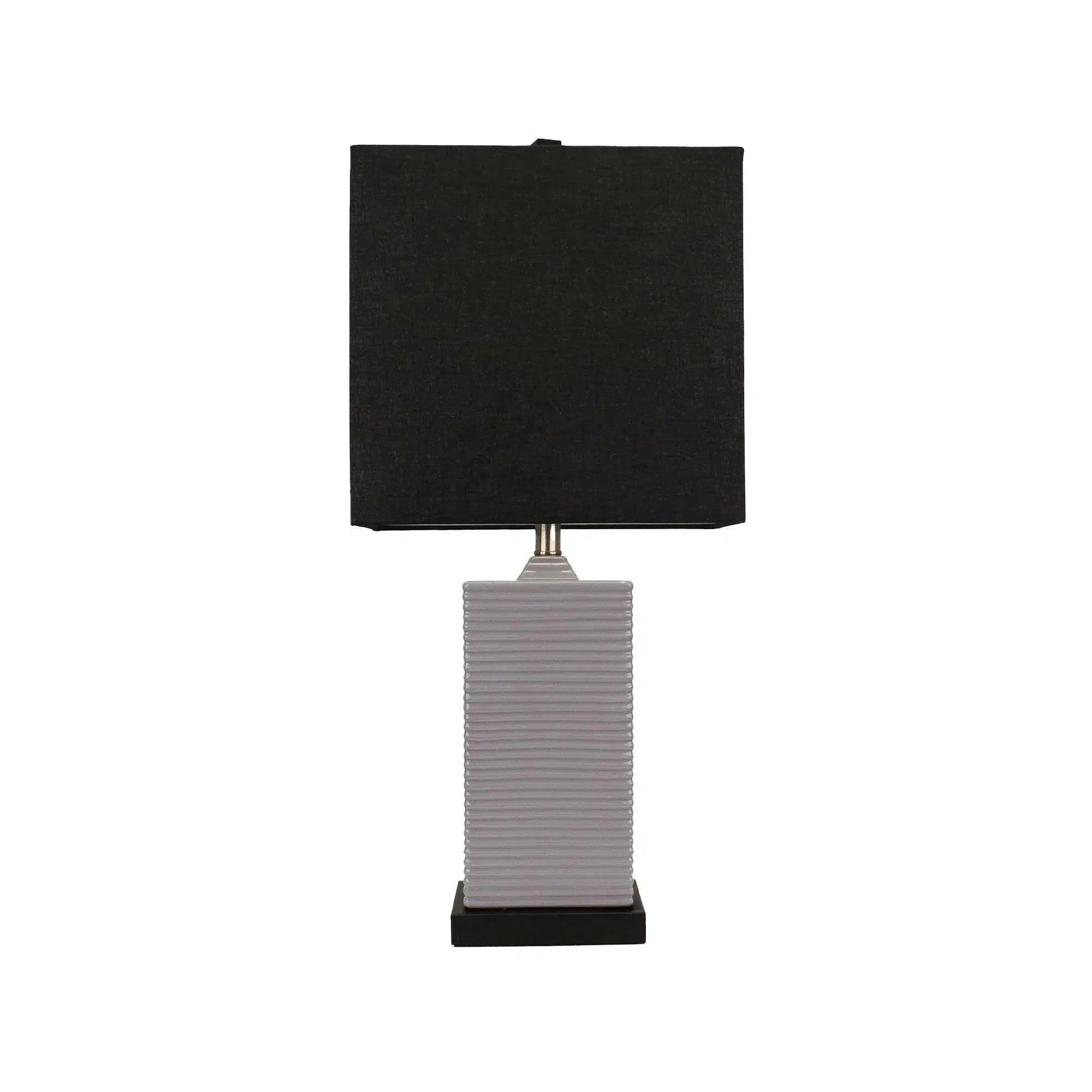 Dark Grey Ceramic Lamp with Black Linen Shade 1