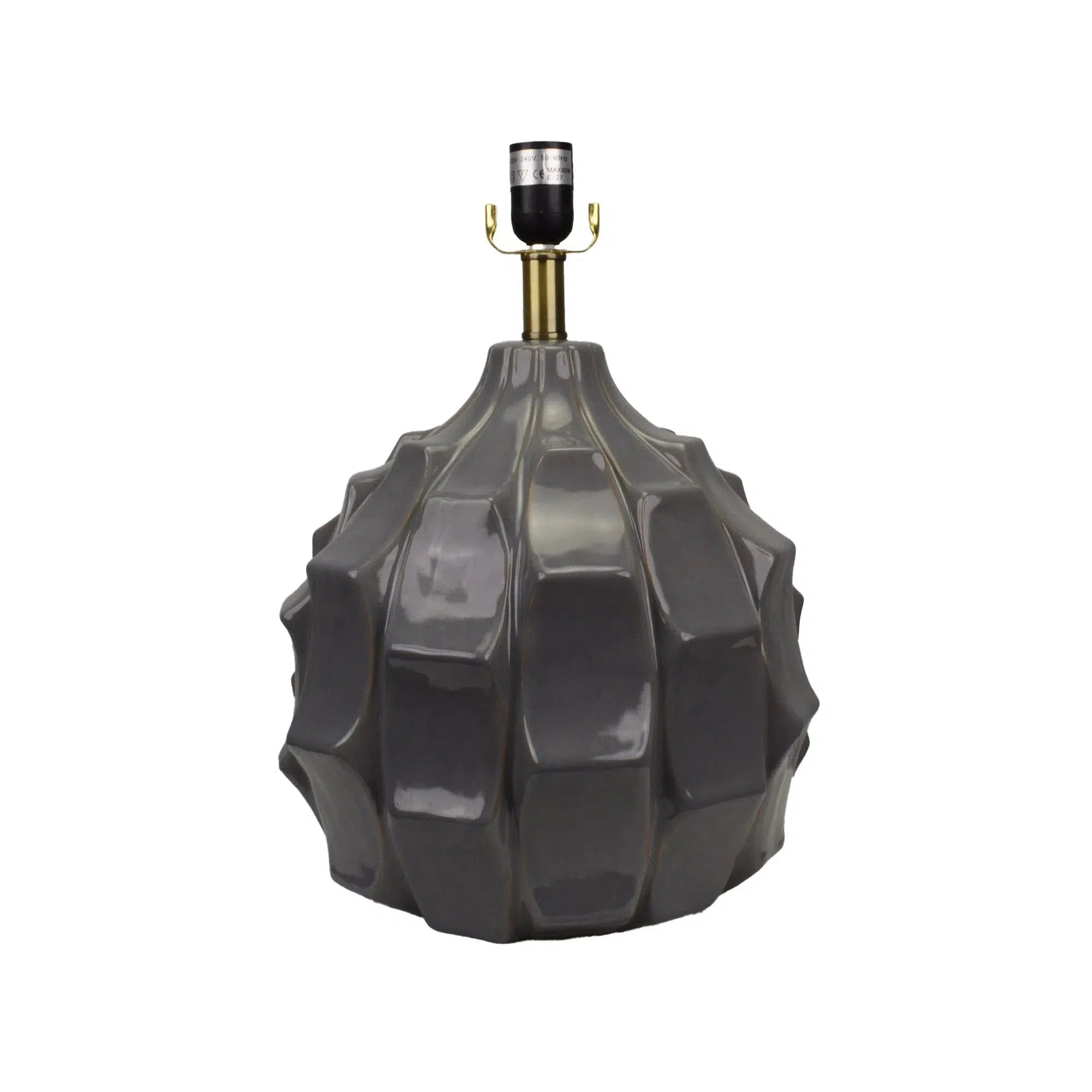Dark Grey Ceramic Lamp with Black Linen Shade 2