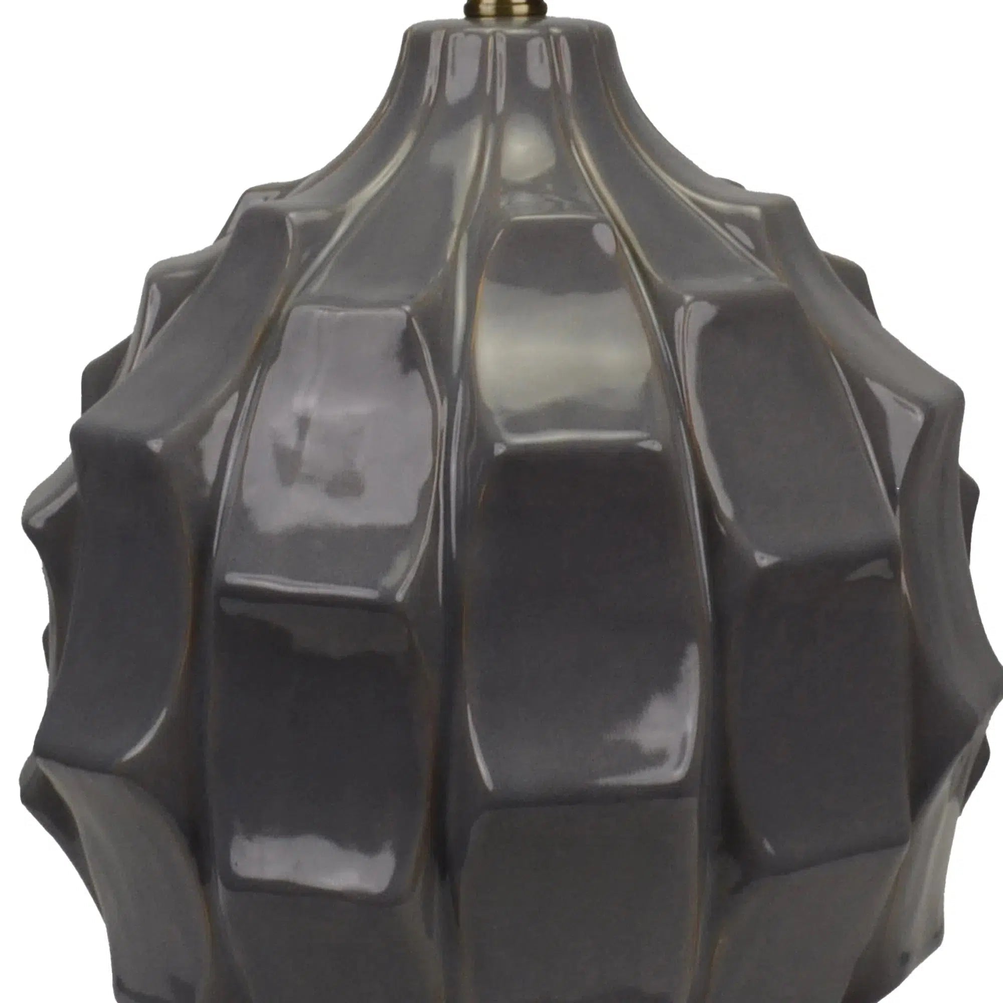 Dark Grey Ceramic Lamp with Black Linen Shade 2