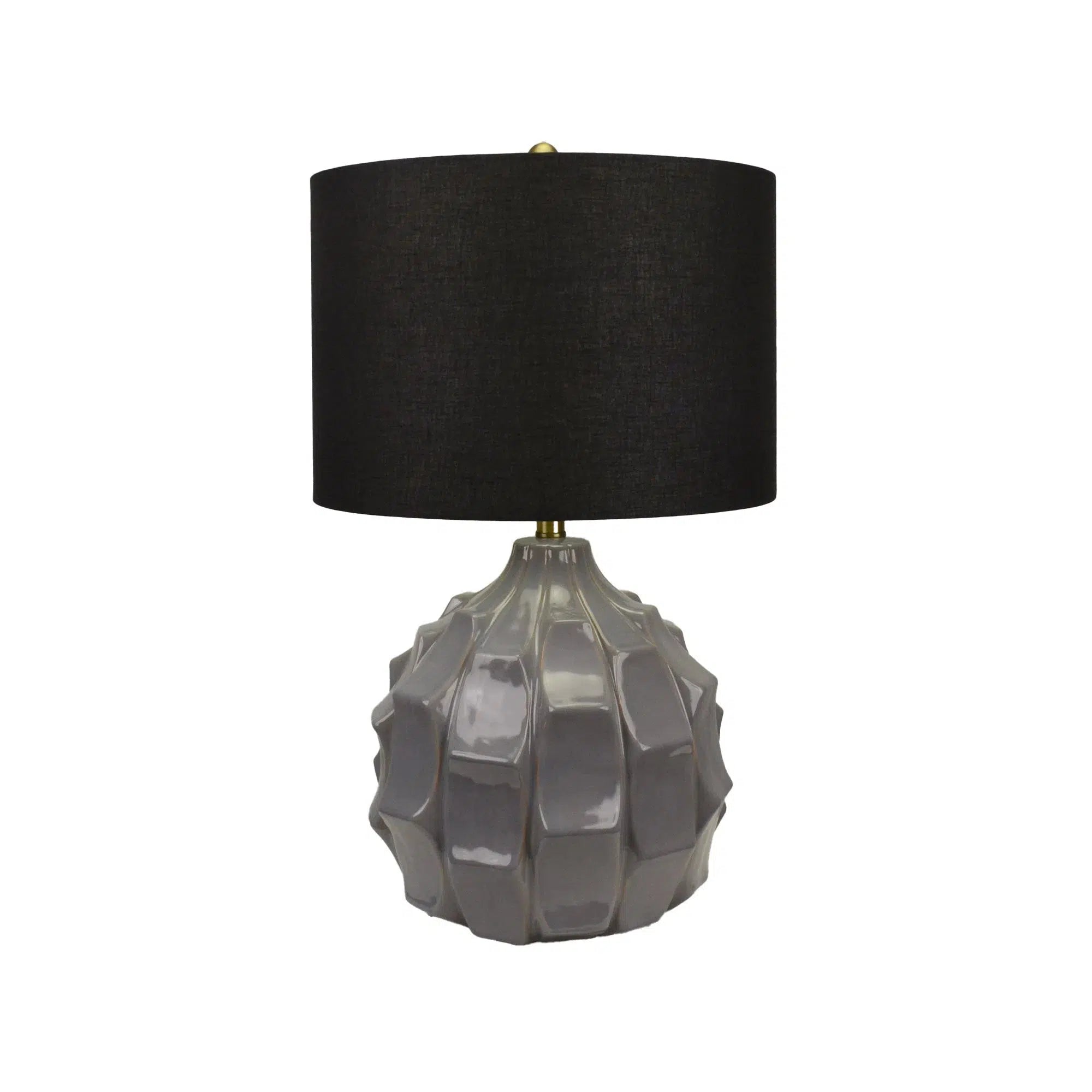 Dark Grey Ceramic Lamp with Black Linen Shade 2