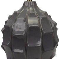 Dark Grey Ceramic Lamp with Black Linen Shade