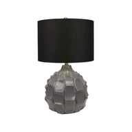 Dark Grey Ceramic Lamp with Black Linen Shade