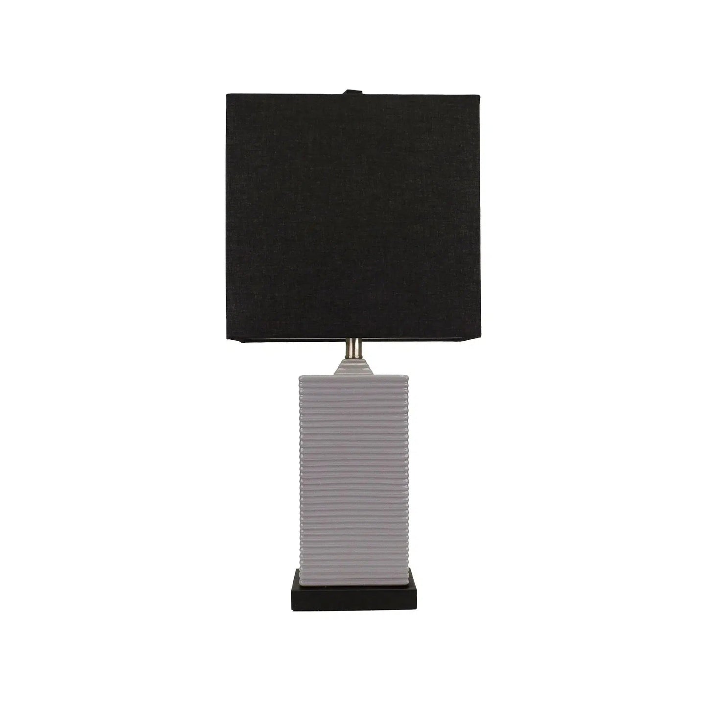 Dark Grey Ceramic Lamp with Black Linen Shade