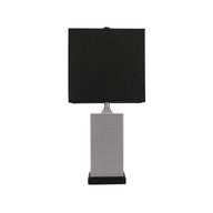 Dark Grey Ceramic Lamp with Black Linen Shade