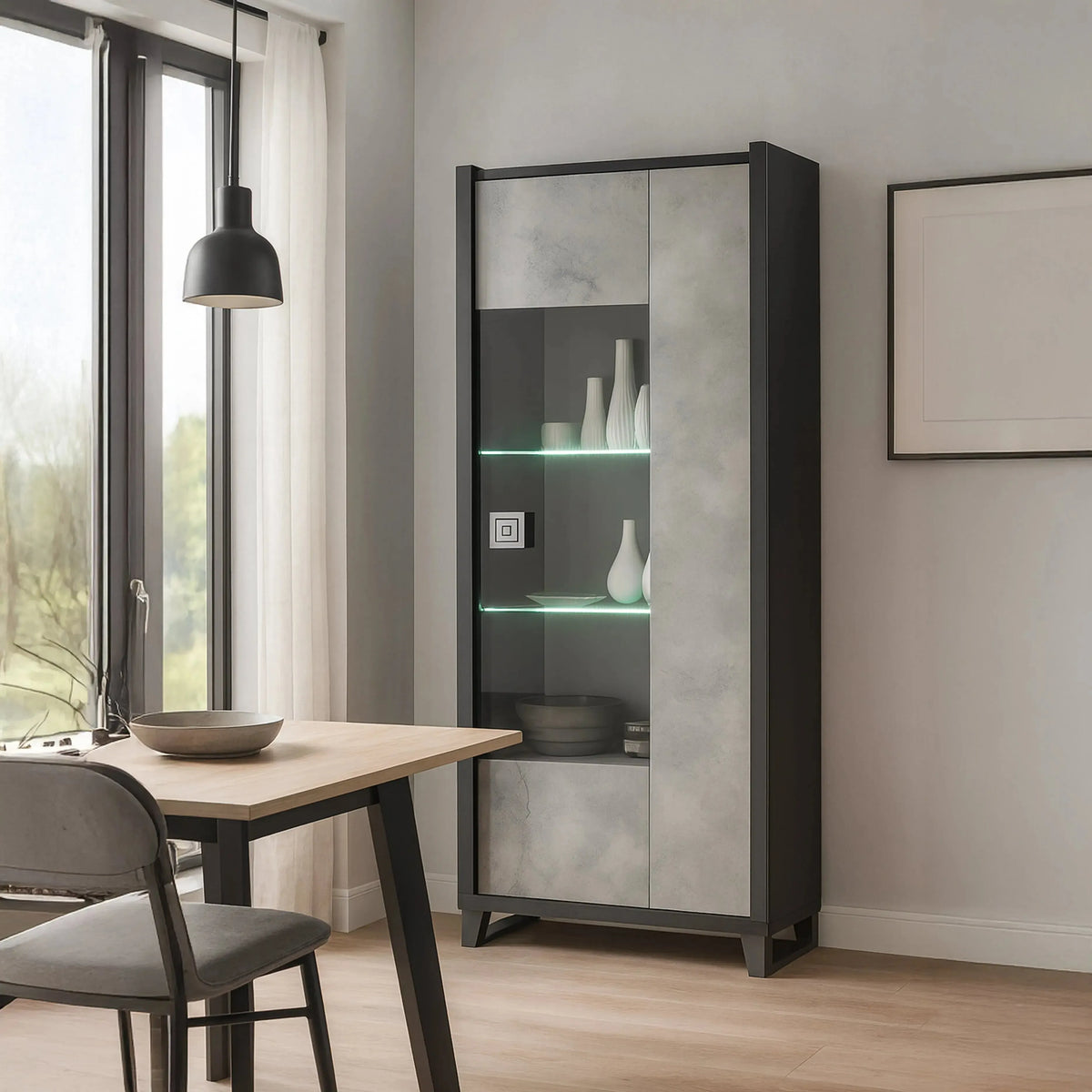 Elegante - LED Glass Cabinet with 1 Right Door