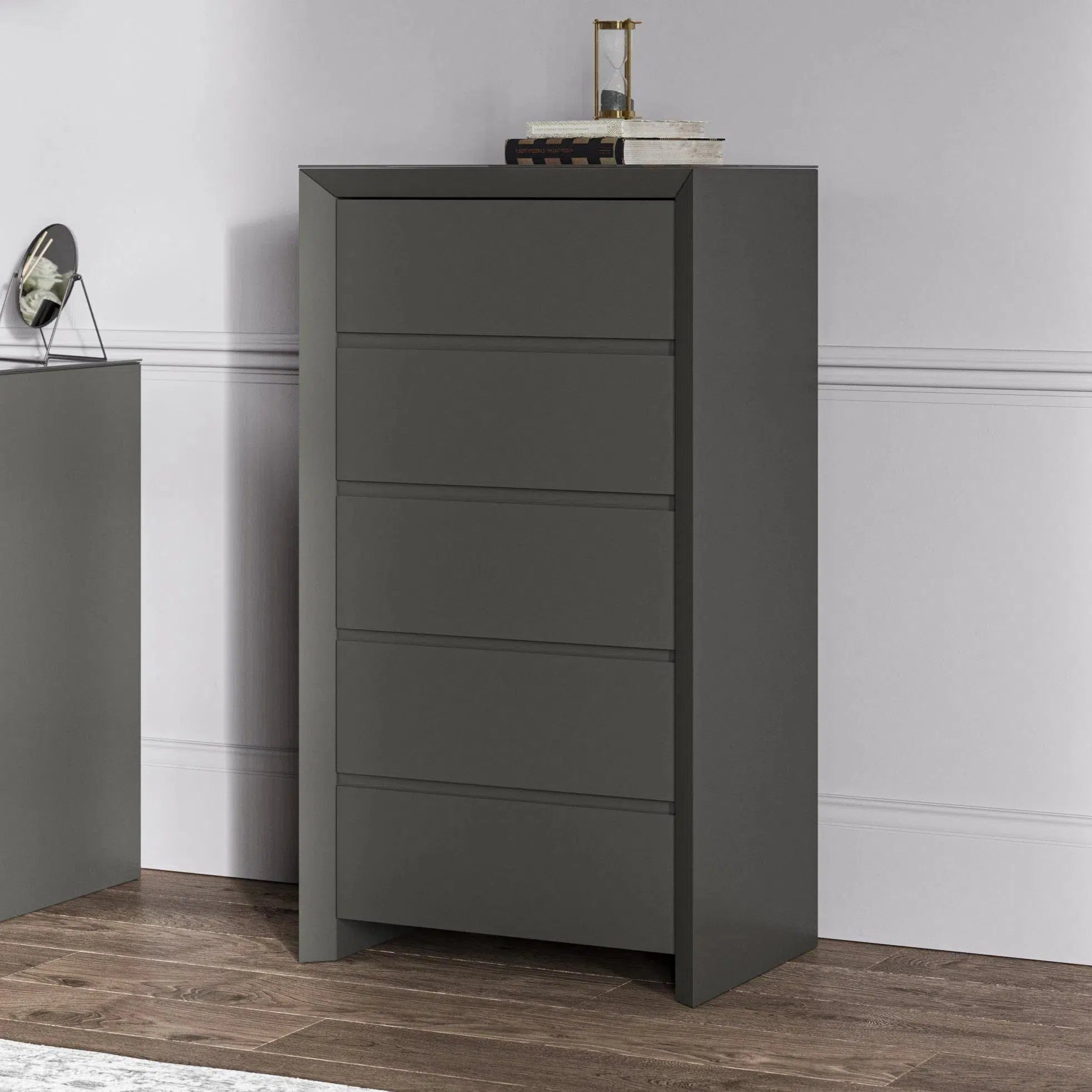 Elite - 5 Drawer Tall Chest (Matt Dark Grey)
