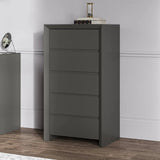 Elite - 5 Drawer Tall Chest (Matt Dark Grey)