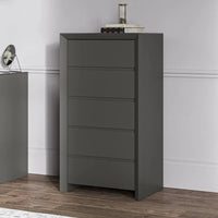 Elite - 5 Drawer Tall Chest (Matt Dark Grey)