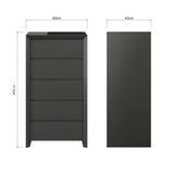 Elite - 5 Drawer Tall Chest (Matt Dark Grey)