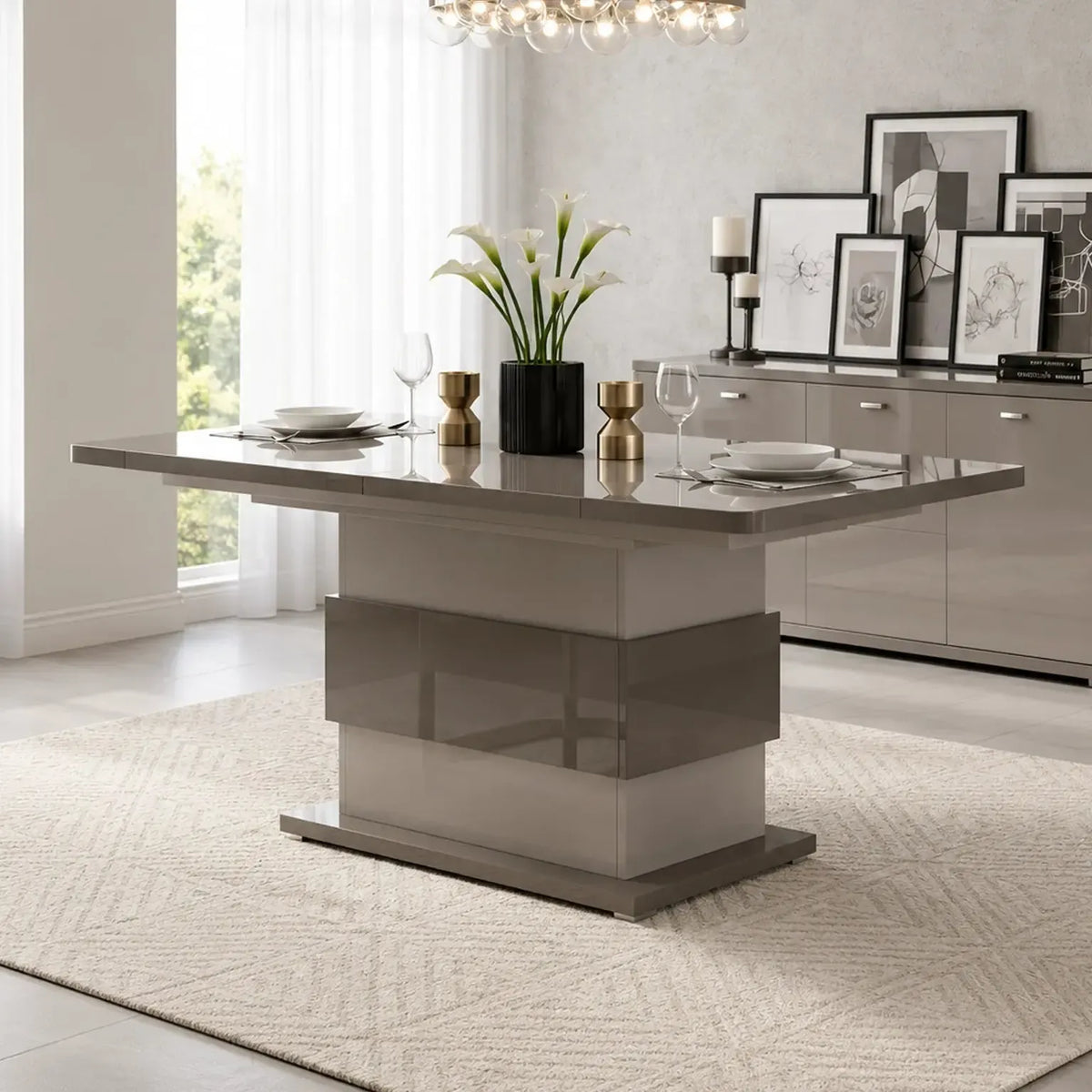 Empress - Rectangular Wood Ext Dining Table - B - Base