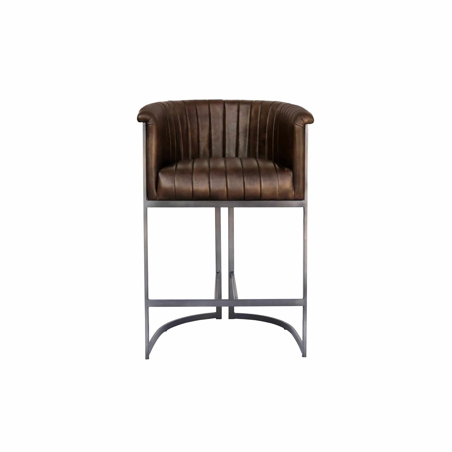 Ethan Leather Bar Stool - Brown