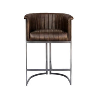 Ethan Leather Bar Stool - Brown