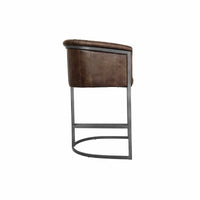 Ethan Leather Bar Stool - Brown