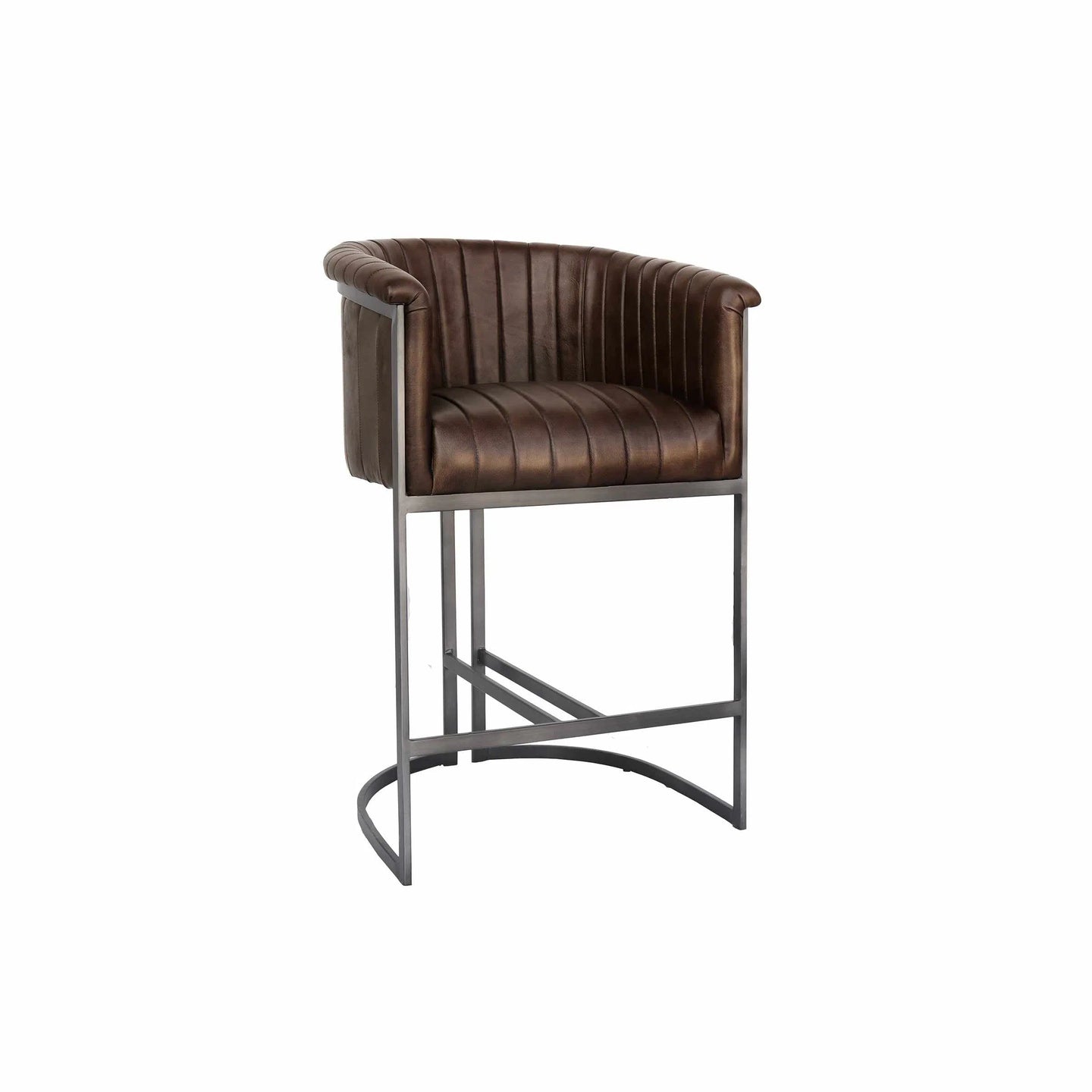 Ethan Leather Bar Stool - Brown