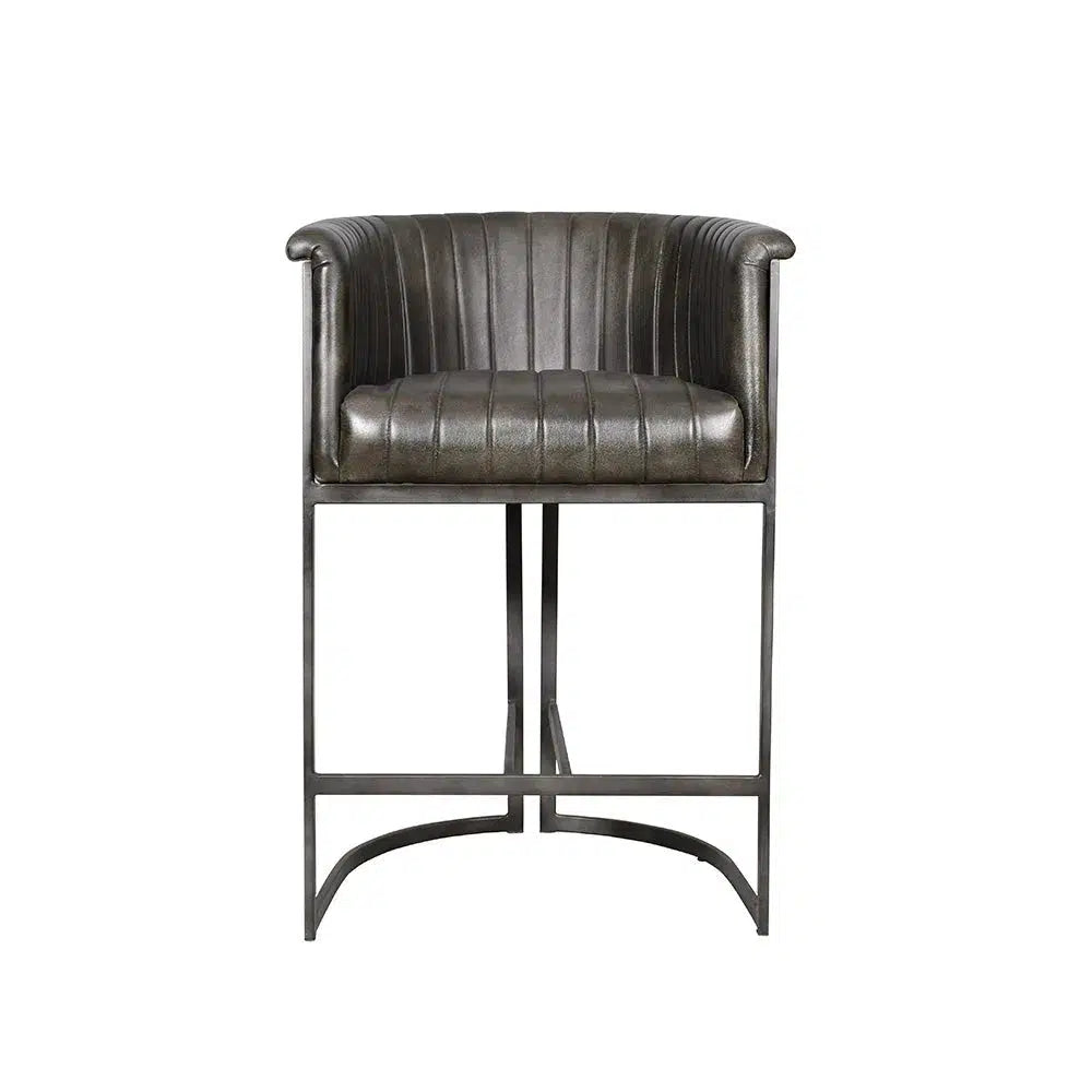 Ethan Leather Bar Stool - Charcoal