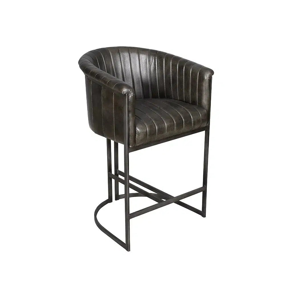 Ethan Leather Bar Stool - Charcoal