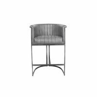 Ethan Leather Bar Stool - Light Grey