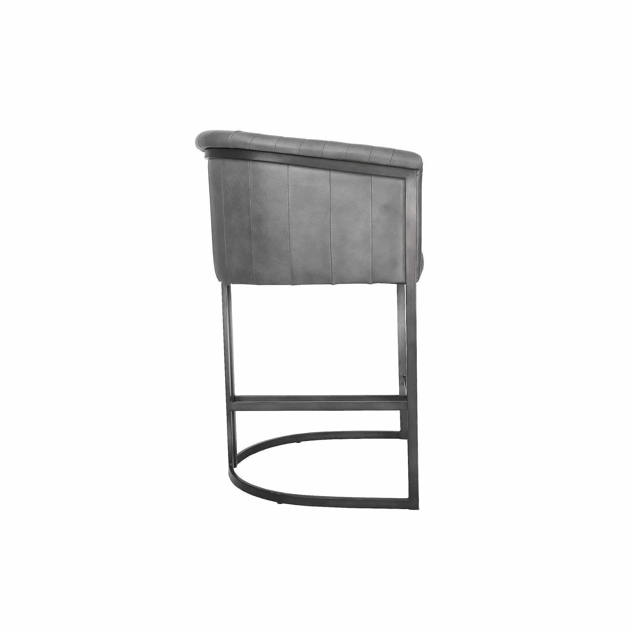 Ethan Leather Bar Stool - Light Grey