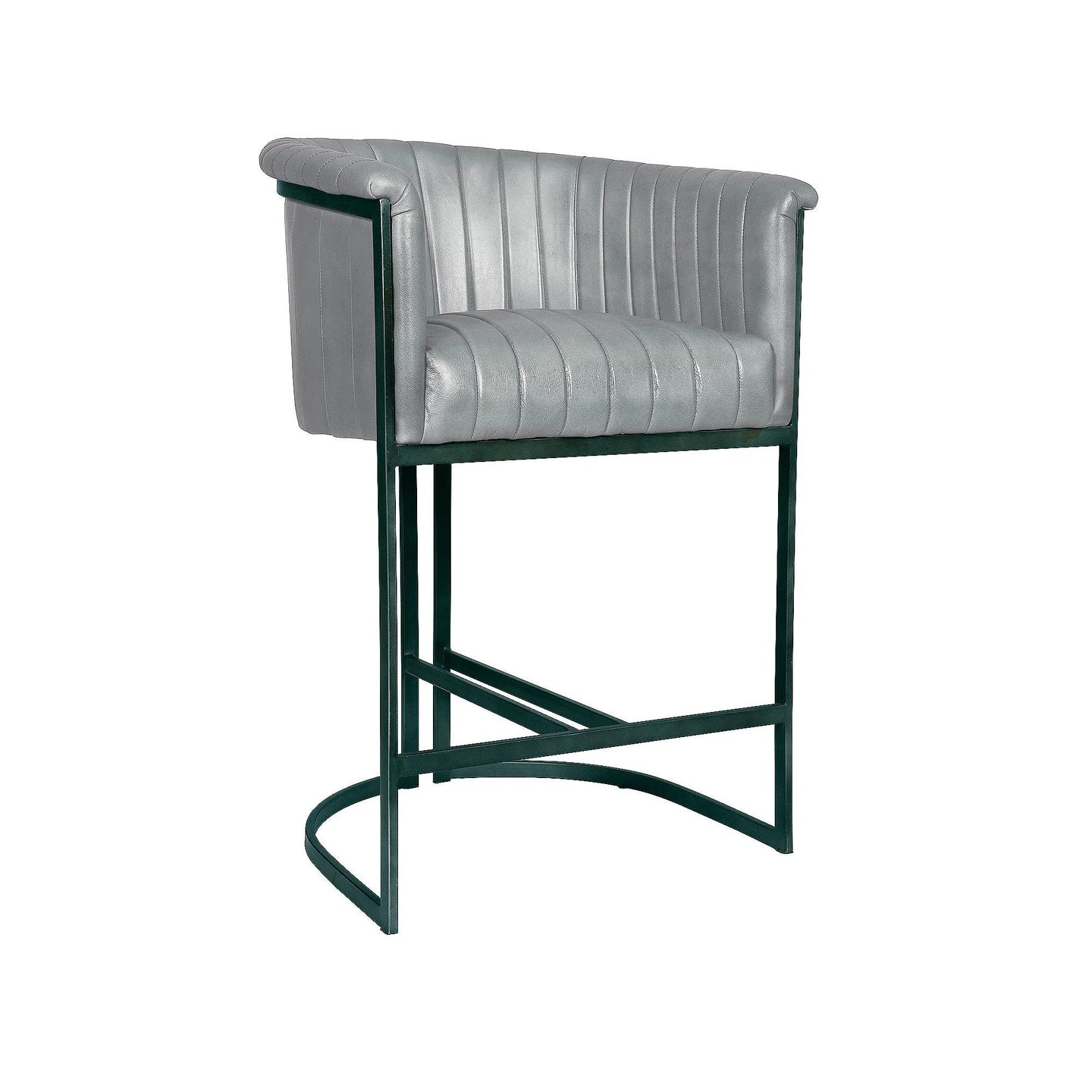 Ethan Leather Bar Stool - Light Grey