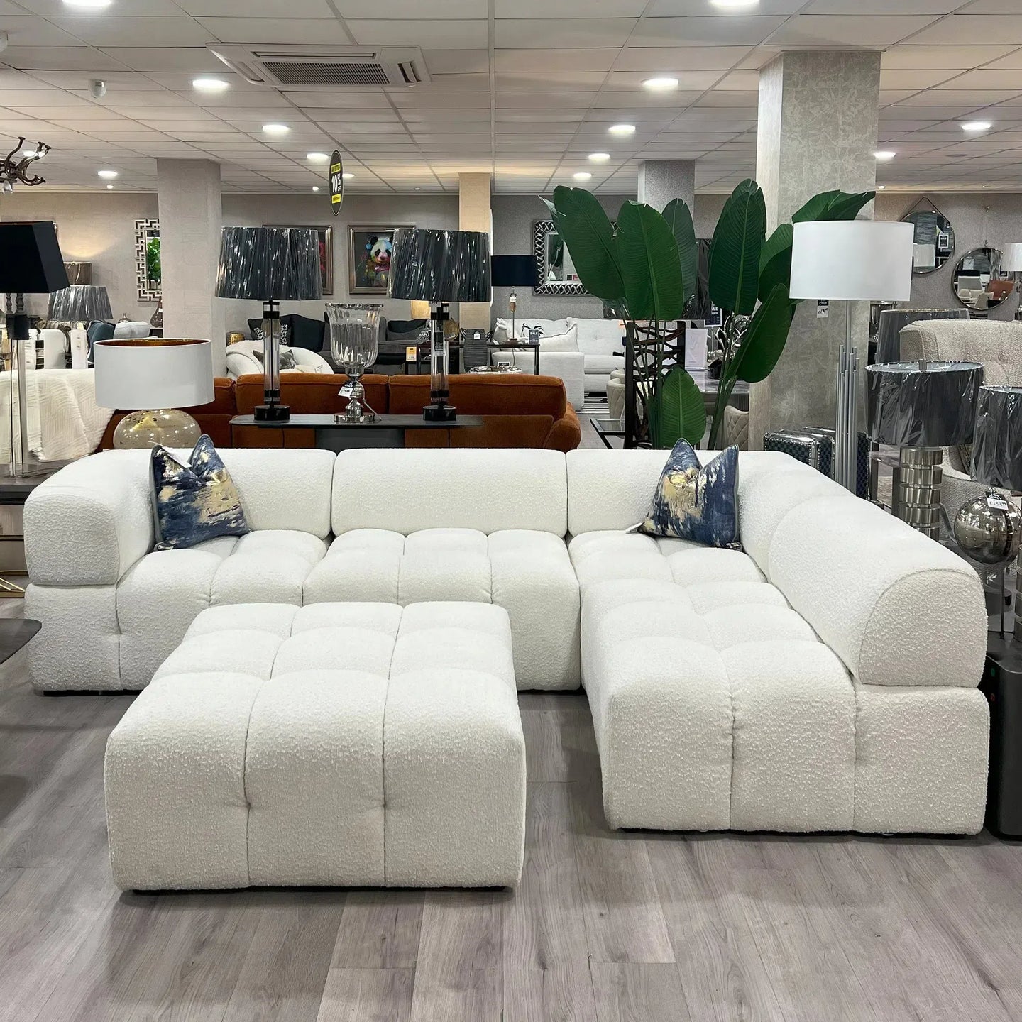 Evara Corner Modular Sofa & Footstool - Bobble Ivory