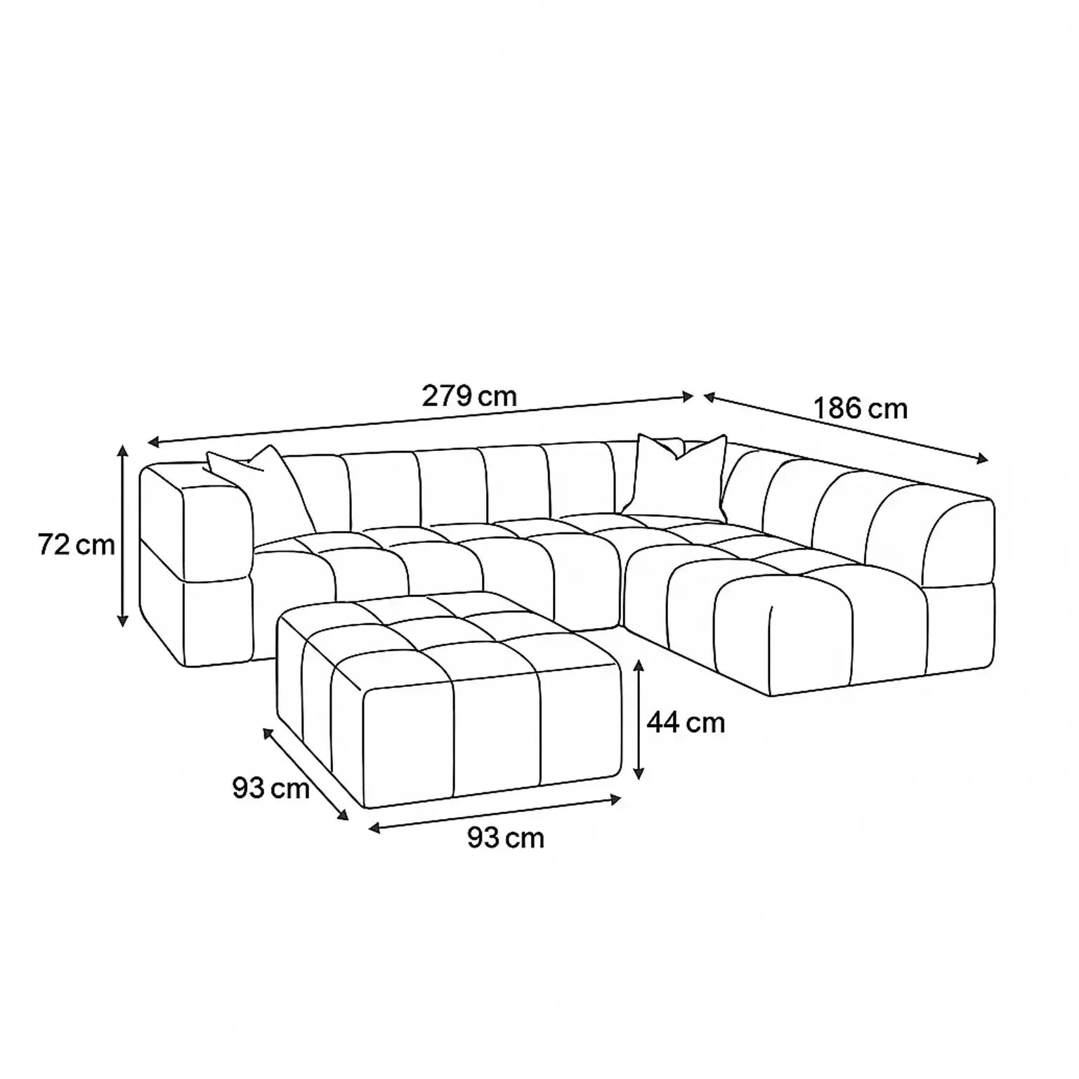 Evara Corner Modular Sofa & Footstool - Bobble Ivory