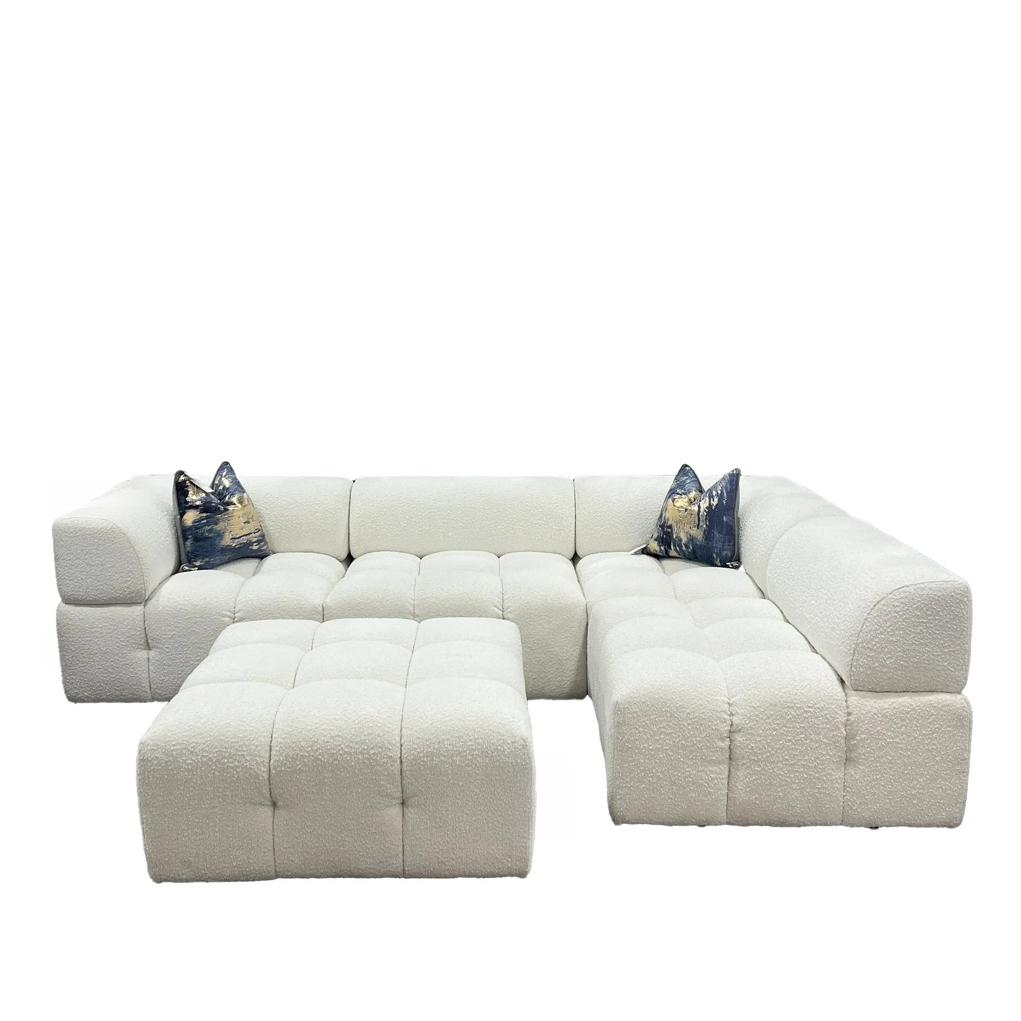 Evara Corner Modular Sofa & Footstool - Bobble Ivory