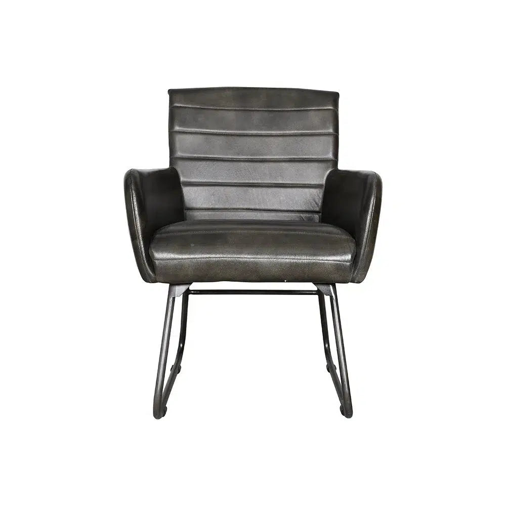 Ezra Leather Chair - Charcoal