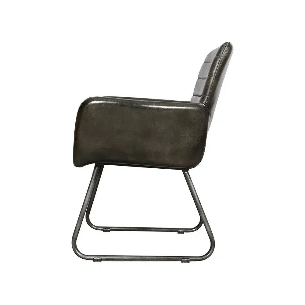 Ezra Leather Chair - Charcoal