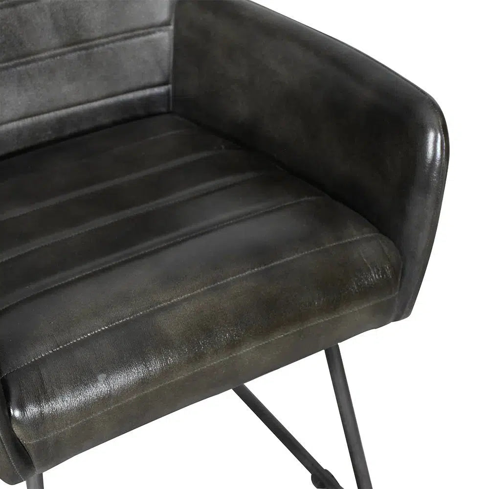 Ezra Leather Chair - Charcoal