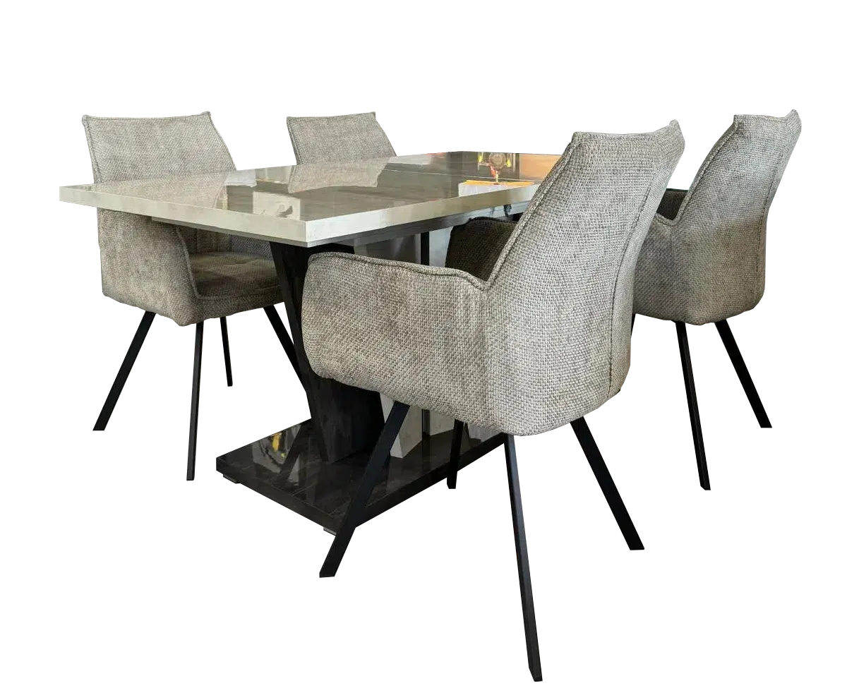 Fedele Extended Dining Table & 4 Daria Dining Chair set