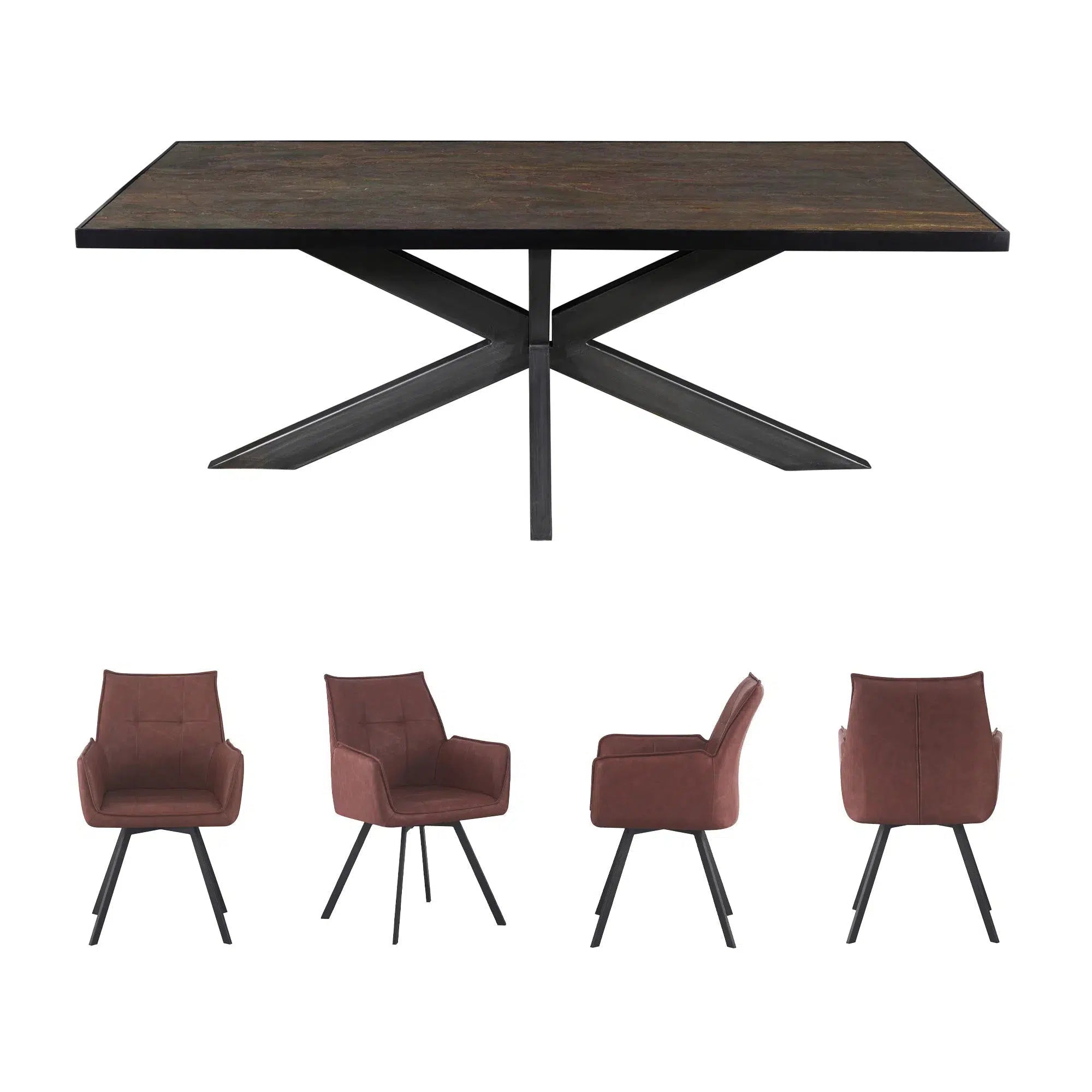 Felix Dubai Fire Dining Table & Daria Dining Chair set