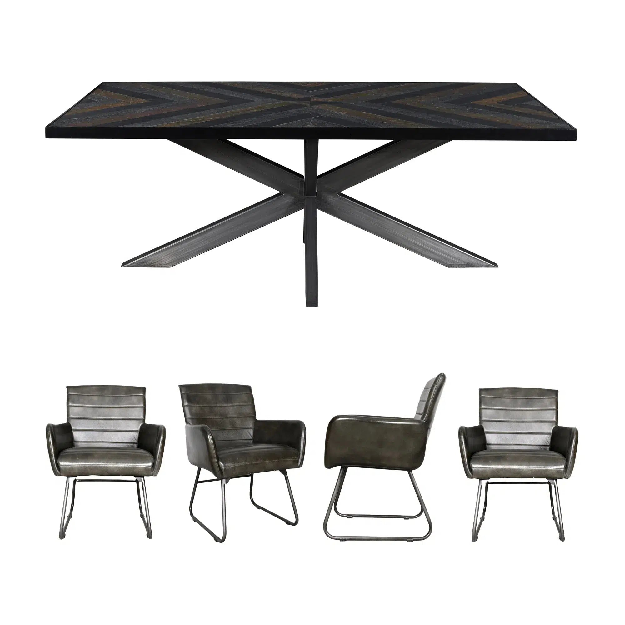 Felix Maze Dining Table & Ezra Charcoal Chair Set