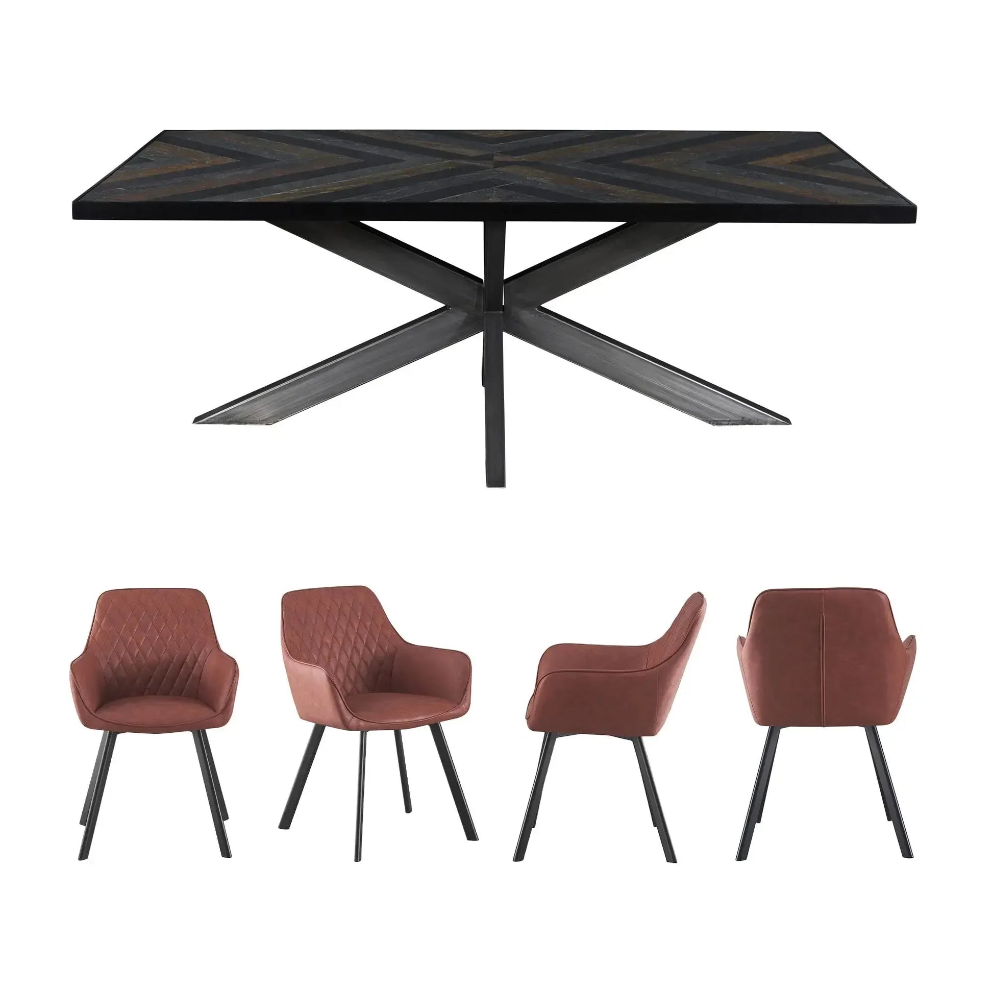 Felix Maze Dining Table & Sloane Copper Chair Set