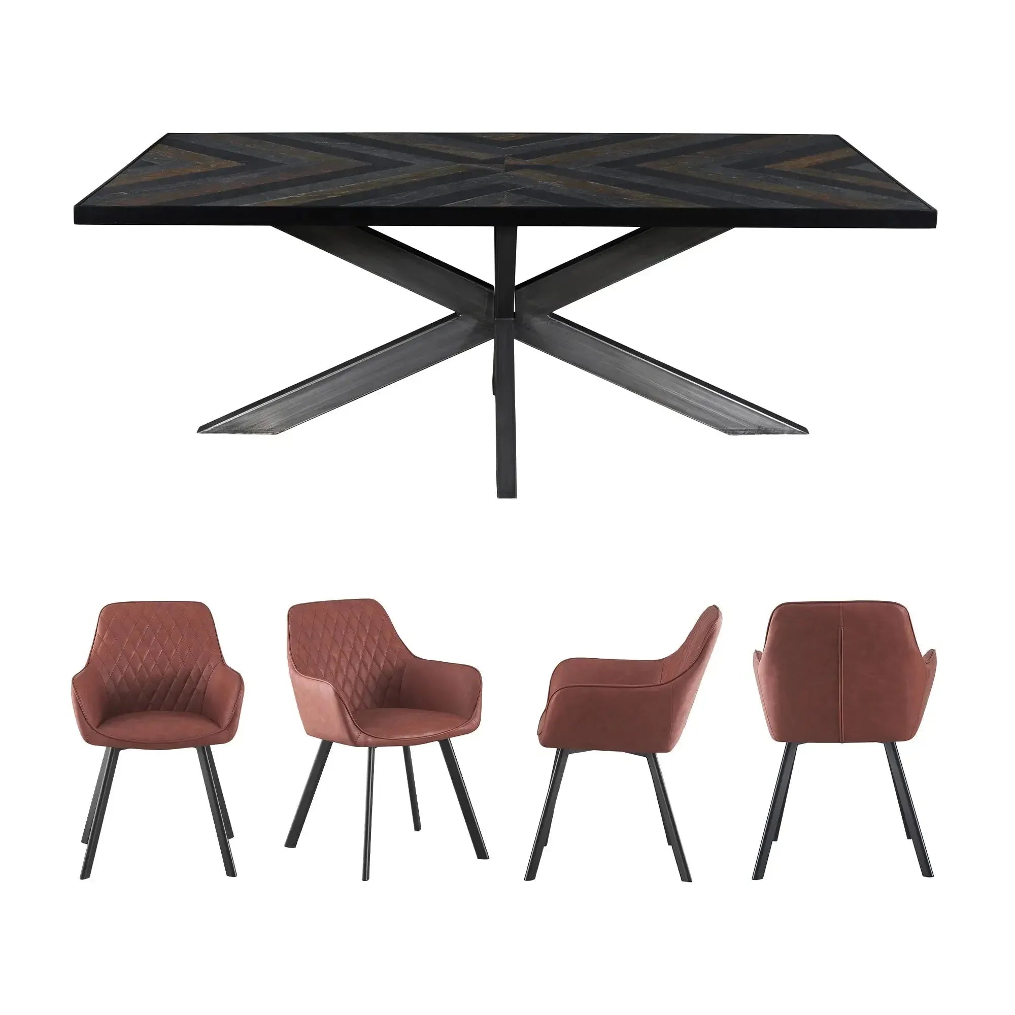 Felix Maze Dining Table & Sloane Copper Chair Set