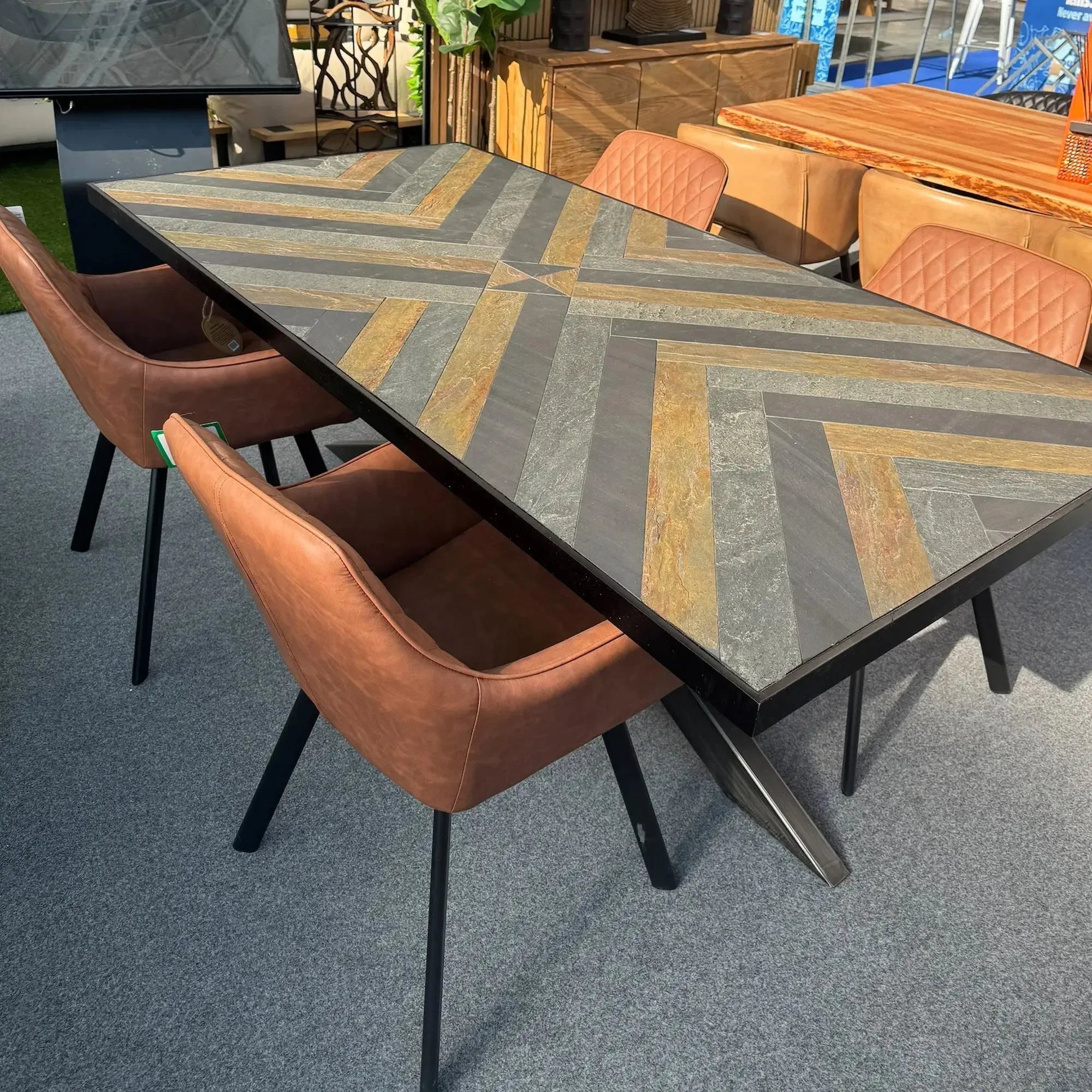 Felix Maze Dining Table & Sloane Copper Chair Set