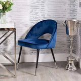 Flynn Dining Chair - Navy with chrome caps