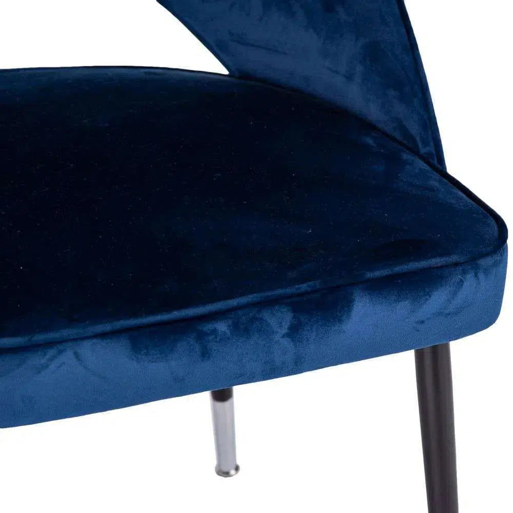 Flynn Dining Chair - Navy with chrome caps