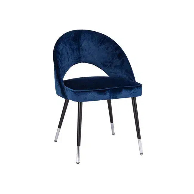 Flynn Dining Chair - Navy with chrome caps