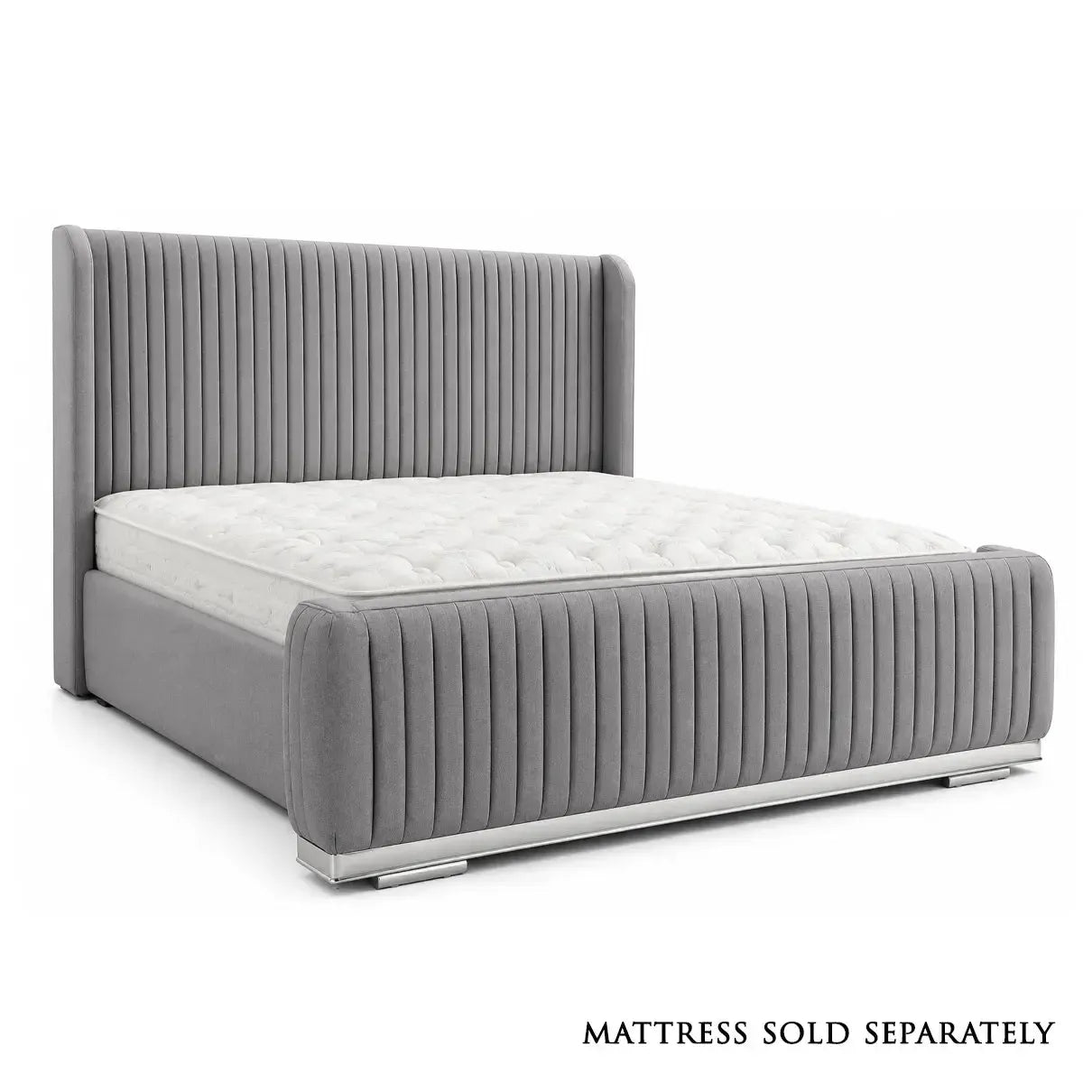 Gold 24 King Size Bed in Arlington Silver with Silver Trim