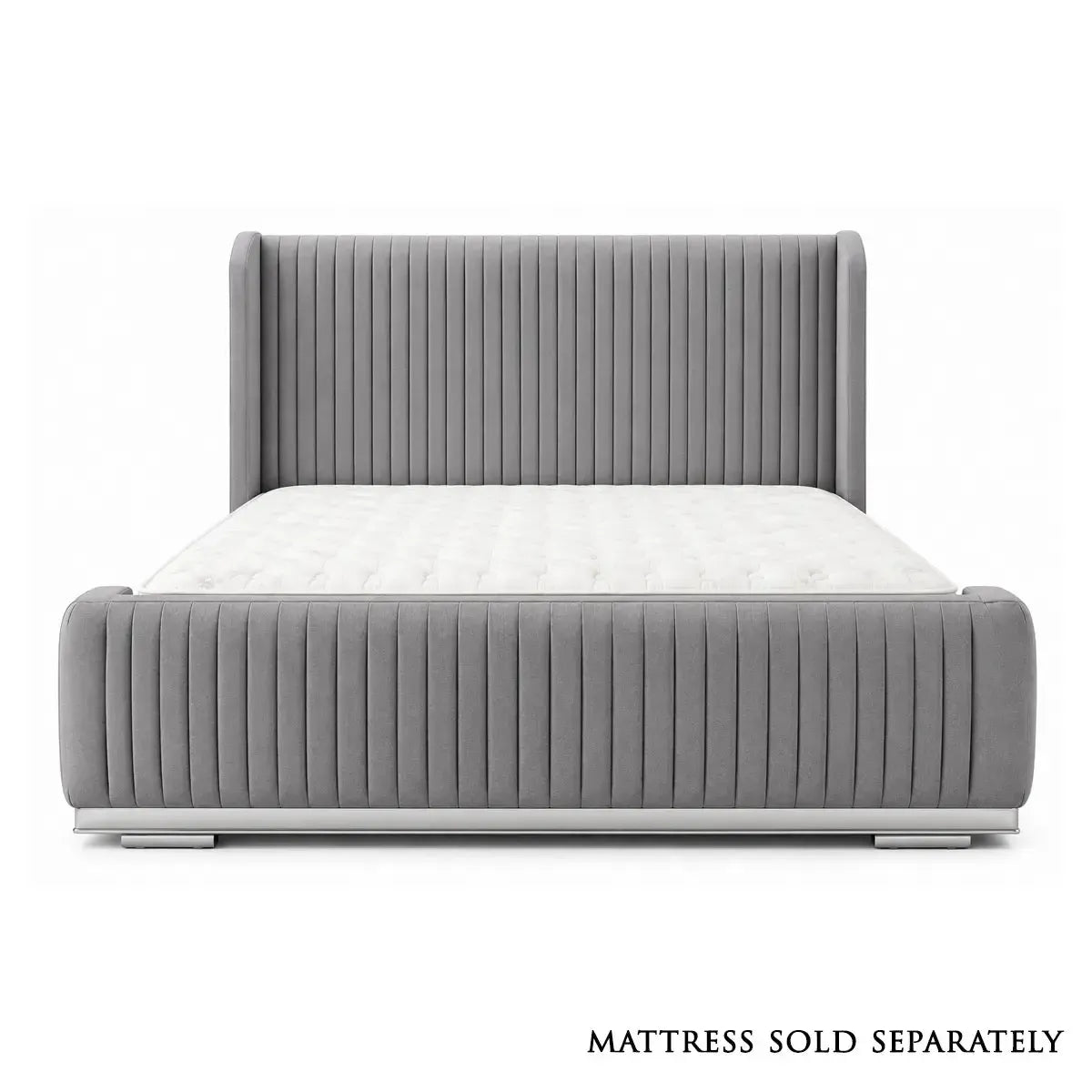 Gold 24 King Size Bed in Arlington Silver with Silver Trim