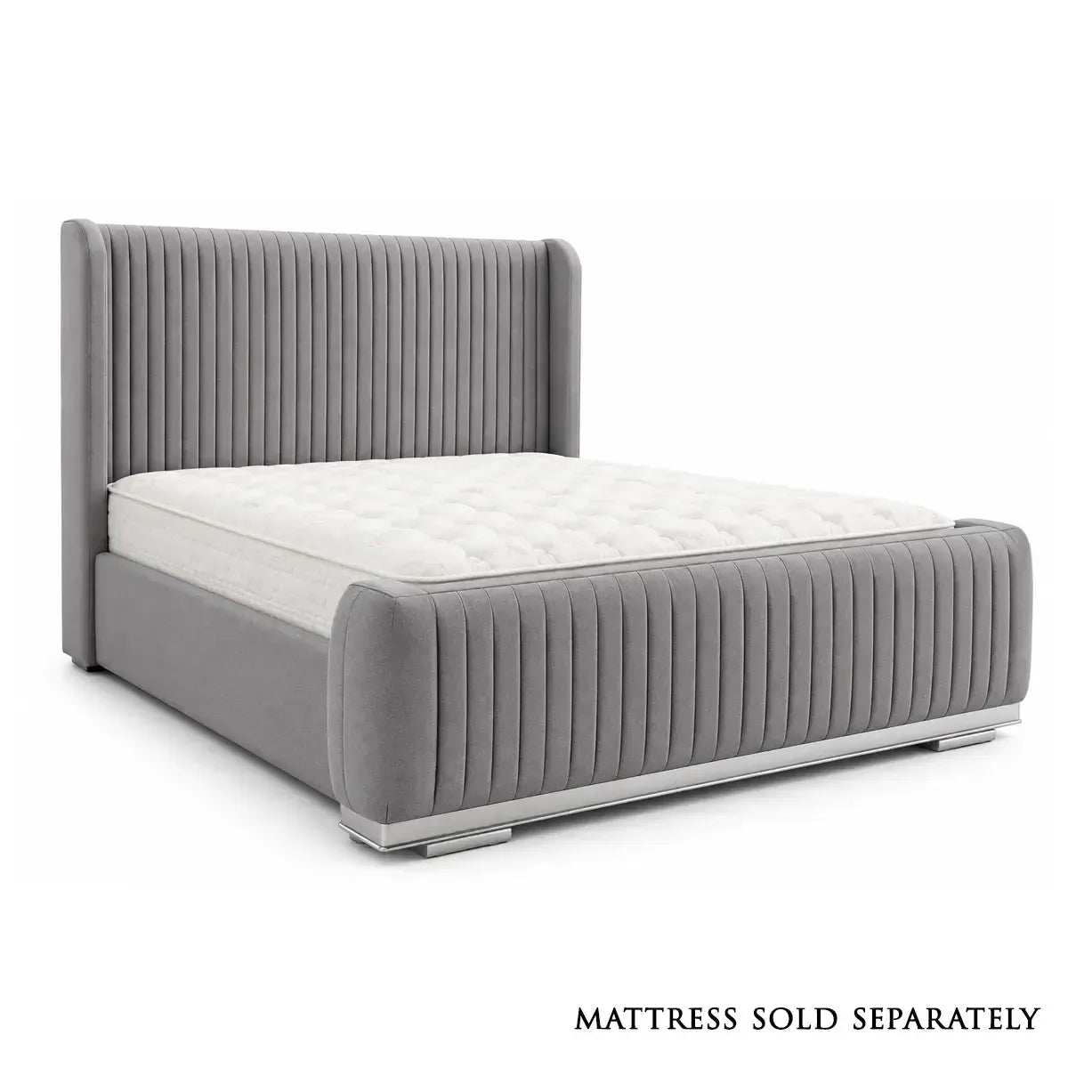 Gold 24 King Size Bed in Arlington Silver with Silver Trim