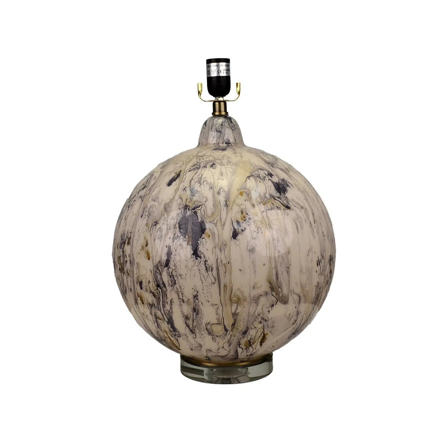 Gold Marble Lamp with Oatmeal Linen Shade and Crystal Base